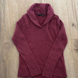 JEANNE PIERRE Cable-Knit Cowl Neck Sweater - Wine